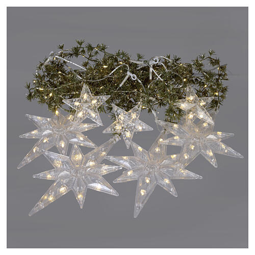 Cortina luminosa estrelas pendentes com micro LEDs branco quente 120x100 cm uso interior 5