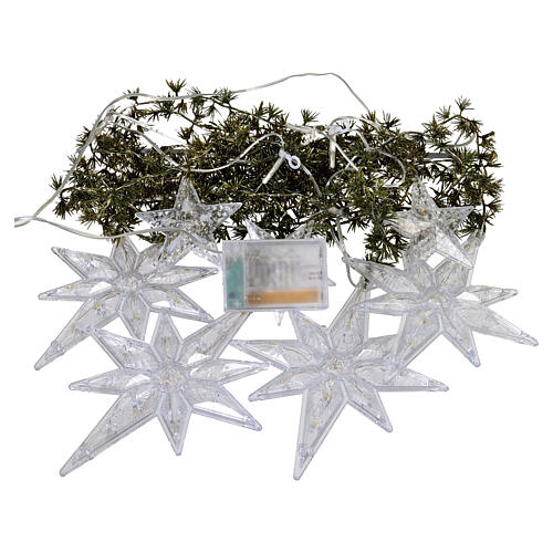 Cortina luminosa estrelas pendentes com micro LEDs branco quente 120x100 cm uso interior 6