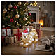 Cane acrilico luminoso int-est bianco freddo 30 LED 20x30x12 cm con cappello natalizio s2