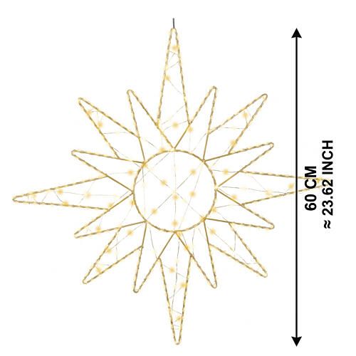 Estrella suspendida int-ext blanco cálido efecto flash 375 LED diámetro 60 cm 2