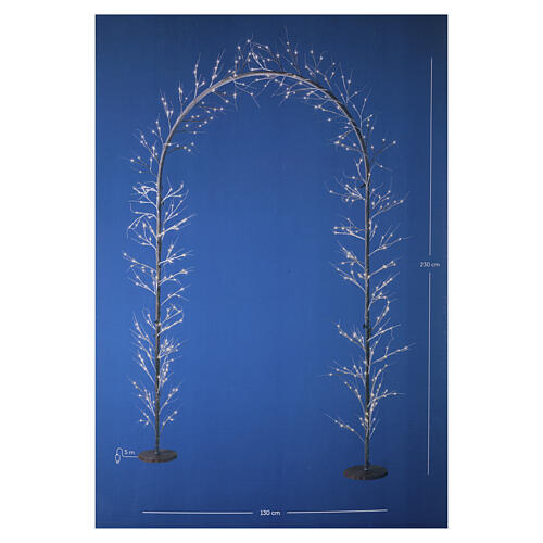 Light arch with woven branches, warm white micro LEDs, indoor/outdoor, 90x50x12 in 3
