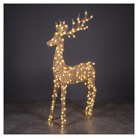 Illuminated wicker reindeer with warm gold flash effect, 560 LEDs, 105x15x55 in