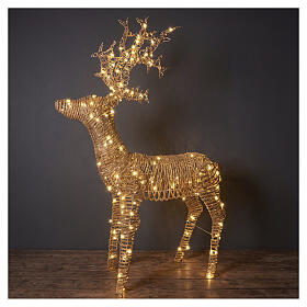 Cervo luminoso em vime, int/ext, dourado quente, efeito flash, 224 LEDs, 70x40x15 in