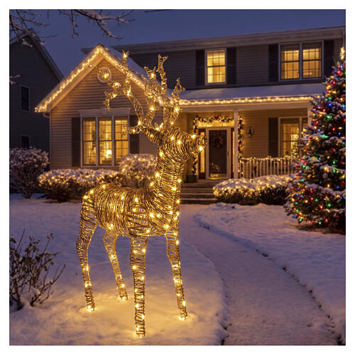 Wicker lighted reindeer decoration indoor-outdoor warm gold flashing effect 225 LEDs 180x110x40 cm 2