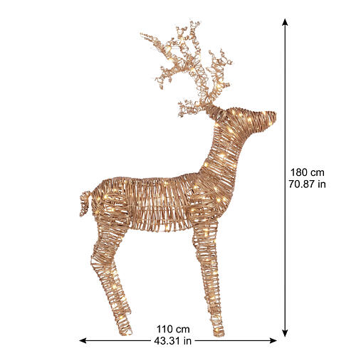 Wicker lighted reindeer decoration indoor-outdoor warm gold flashing effect 225 LEDs 180x110x40 cm 3