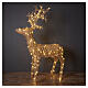 Wicker lighted reindeer decoration indoor-outdoor warm gold flashing effect 225 LEDs 180x110x40 cm s1