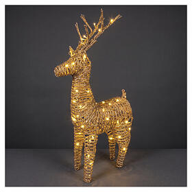 Wicker reindeer illuminated indoor-outdoor warm gold flashing effect 72 LEDs 105x60x25 cm