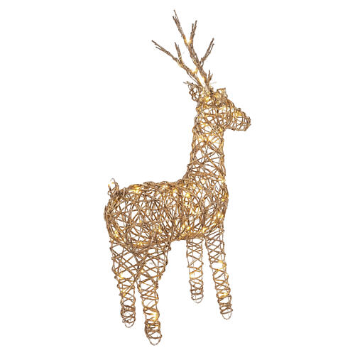 Renne lumineux de Noël intérieur-extérieur en osier 45 LEDs soft gold 85x50x20 cm 6