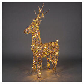 Renna luminosa natalizia int-est in vimini 45 LED soft gold 85x50x20 cm