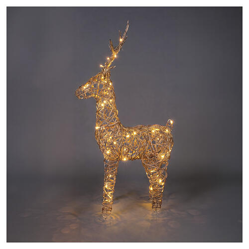 Renna luminosa natalizia int-est in vimini 45 LED soft gold 85x50x20 cm 4