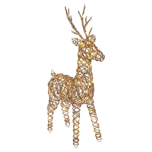 Renna luminosa natalizia int-est in vimini 45 LED soft gold 85x50x20 cm 5
