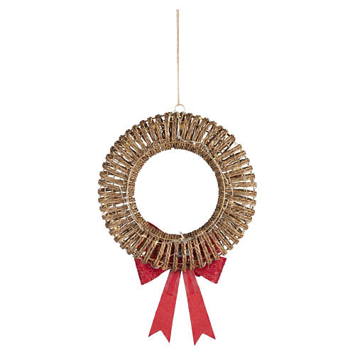 Couronne lumineuse de Noël int/ext en osier 48 LEDs 40x10 cm 5