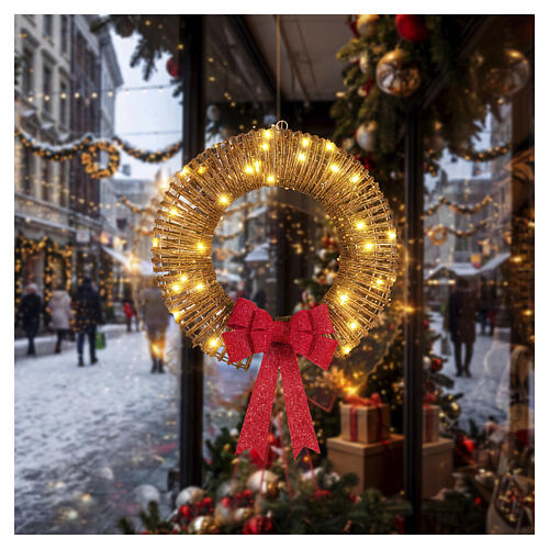 Illuminated wicker Christmas wreath, IN/OUTDOOR, 72 LEDs, 23x5.5 in 2