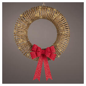 Couronne lumineuse de Noël int/ext en osier 72 LEDs 60x15 cm