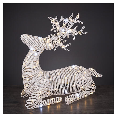 Lying Christmas illuminated reindeer, 144 LEDs warm and cool white, 35x30x14 in, IN/OUTDOOR 1