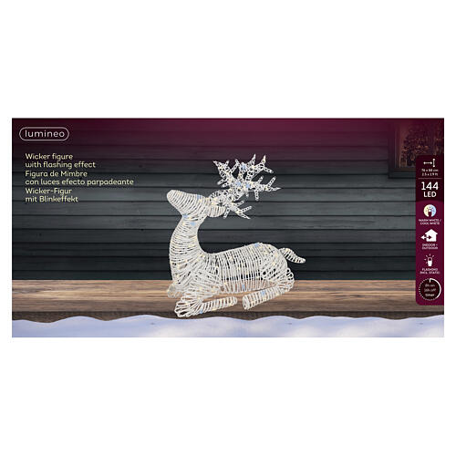 Lying Christmas illuminated reindeer, 144 LEDs warm and cool white, 35x30x14 in, IN/OUTDOOR 4