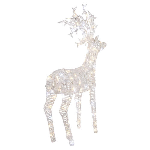 Renne lumineux de Noël int/ext debout en osier blanc 224 LEDs 180x105x40 cm 5