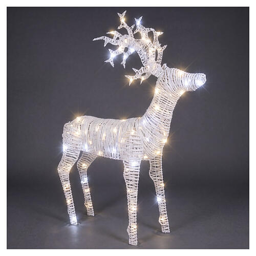 Renna luminosa natalizia int-est in piedi in vimini bianco 224 LED 180x105x40 cm 4