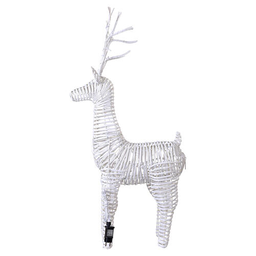 Rena natalina luminosa int/ext em vime sintético branco 72 LEDs 105x60x25 cm 5