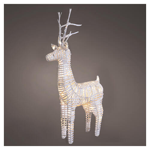 Lighted Christmas reindeer indoor-outdoor in white wicker 72 LEDs 105x60x25 cm 1