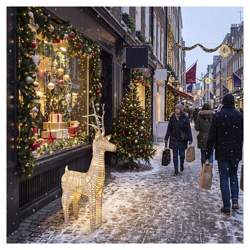 Lighted Christmas reindeer indoor-outdoor in white wicker 72 LEDs 105x60x25 cm 2