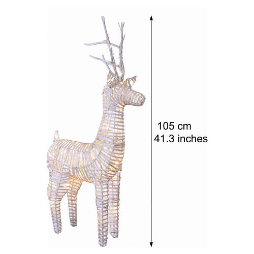 Lighted Christmas reindeer indoor-outdoor in white wicker 72 LEDs 105x60x25 cm 3