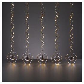 Cascade lumineuse de Noël int/ext 5 sphères 480 LEDs 100 cm