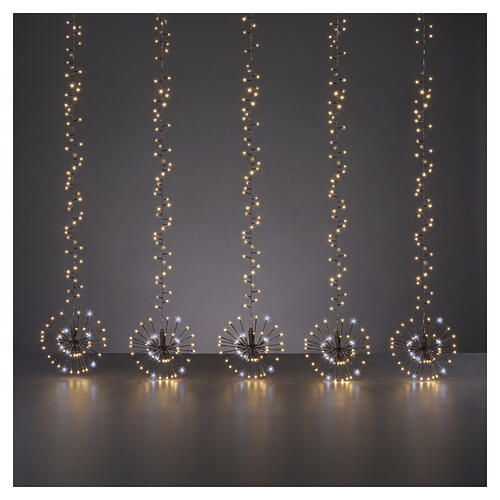 Cascade lumineuse de Noël int/ext 5 sphères 480 LEDs 100 cm 1