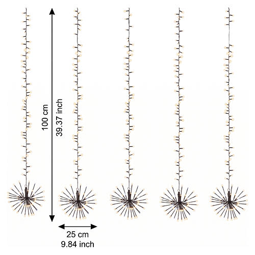 Luzes de Natal em cascata int/ext com 5 esferas luminosas 480 LEDs 100 cm 3