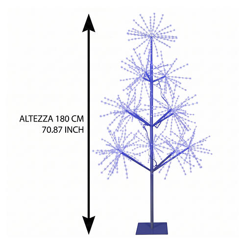 Silver Christmas LED tree, indoor/outdoor, 1400 multicolour micro-LEDs, 70 in 3