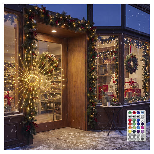 Stella luminosa natalizia int-est argento 224 micro LED multicolore 55 cm 2