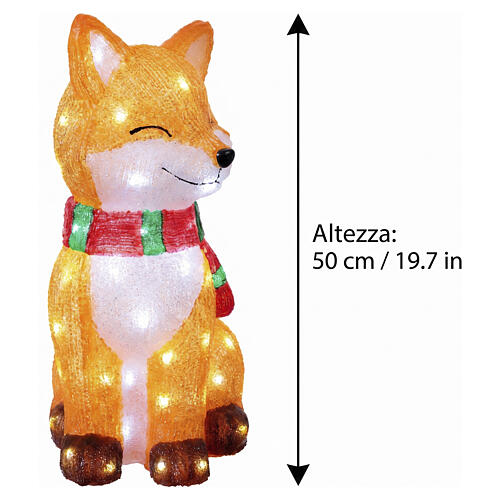 Renard acrylique lumineux intérieur et extérieur 80 LEDs blanc froid 50x35x25 cm 3