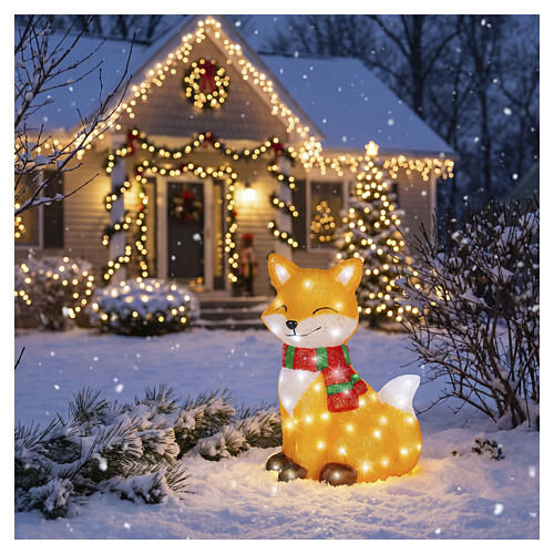 Volpe acrilica luminosa int-est 80 LED bianco freddo 50x35x25 cm 2