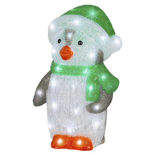 Acrylic penguin with lighted hat, indoor/outdoor, 40 cool white LEDs, 16x10x8 in 4