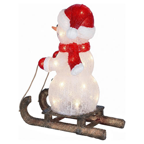 Pupazzo di neve acrilico con slitta int-est 50 LED bianco freddo 50x45x25 cm 4