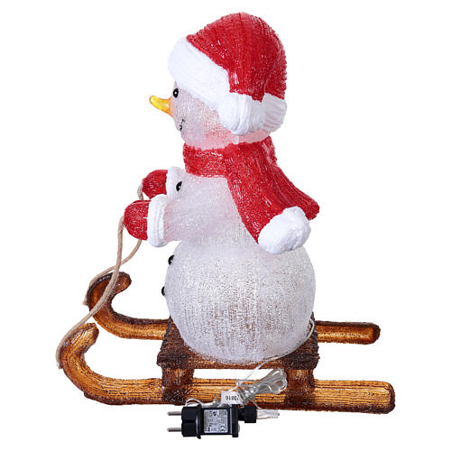 Pupazzo di neve acrilico con slitta int-est 50 LED bianco freddo 50x45x25 cm 5
