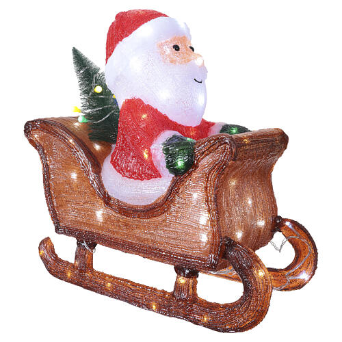 Slitta luminosa Babbo Natale acrilico int-est 100 LED luce bianca fredda 40 cm 4