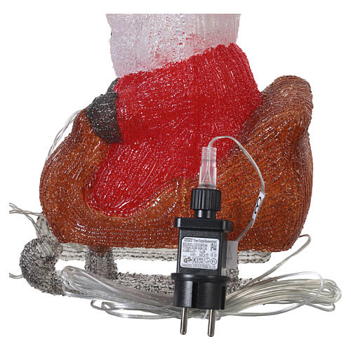 Santa Claus on his sleigh with reindeer, 50 cold white LED lights, acrylic, 12 in, IN/OUTDOOR 5