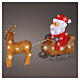 Santa Claus on his sleigh with reindeer, 50 cold white LED lights, acrylic, 12 in, IN/OUTDOOR s1