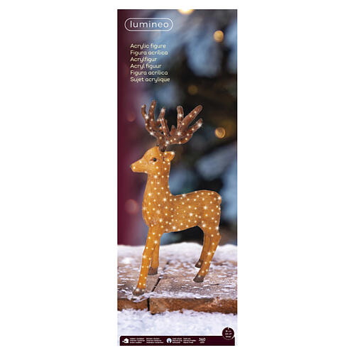 Acrylic Christmas reindeer, indoor/outdoor, 360 cold white LEDs, 50x40x33.5 in 6