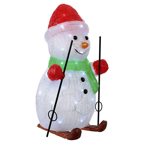 Bonhomme de neige en acrylique avec skis int/ext 50 LEDs blanc froid 50x25x30 cm 4