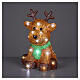 Sitting acrylic reindeer, 20 cold white LEDs, green scarf, 10x8x6 in, IN/OUTDOOR s1