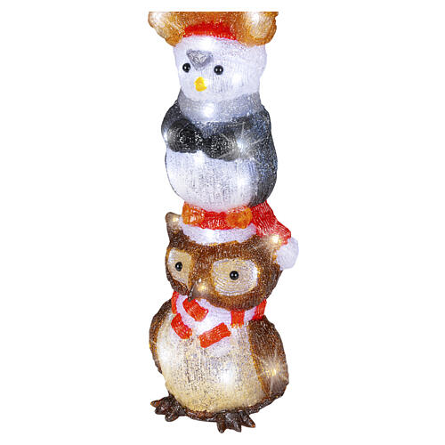 Stacked acrylic Christmas animal tower, indoor/outdoor, 60 cold white LEDs, 23x6x6 in 5