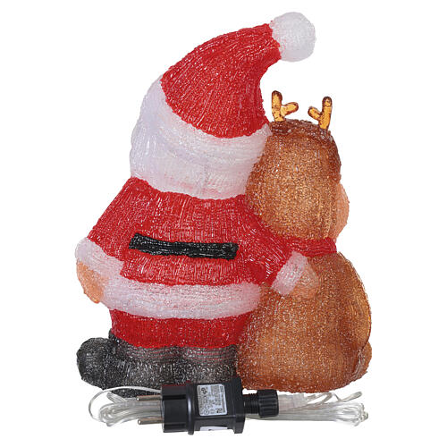 Père Noël et renne en acrylique int/ext 50 LEDs blanc froid 35x25x15 cm 7