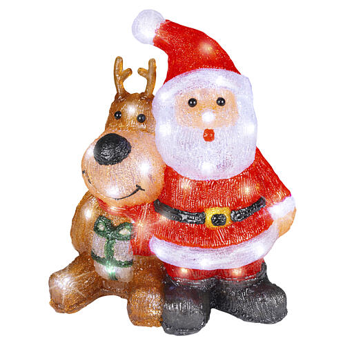 Pai Natal e rena em acrílico int/ext 50 LEDs branco frio 33x26x16 cm 3