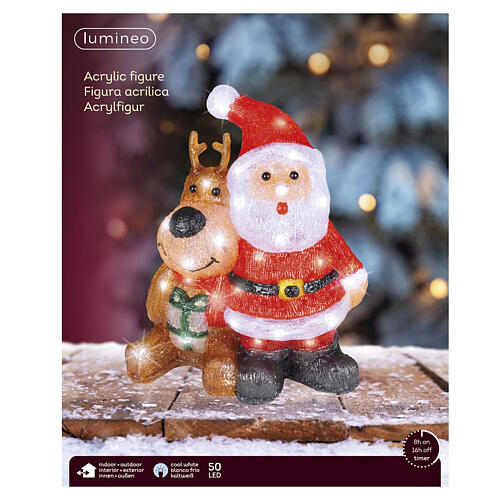 Pai Natal e rena em acrílico int/ext 50 LEDs branco frio 33x26x16 cm 4