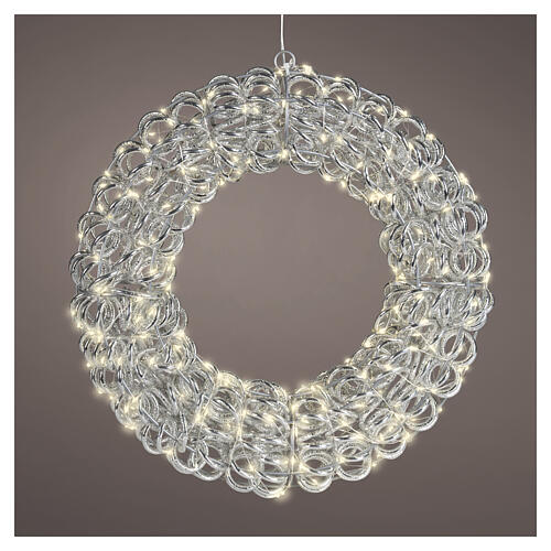 Corona decorativa trenzada int-ext en PET 300 LED blanco cálido diámetro 40 cm 1