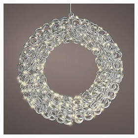Couronne décorative tressée int./ext. en PET 300 LEDs blanc chaud diamètre 40 cm