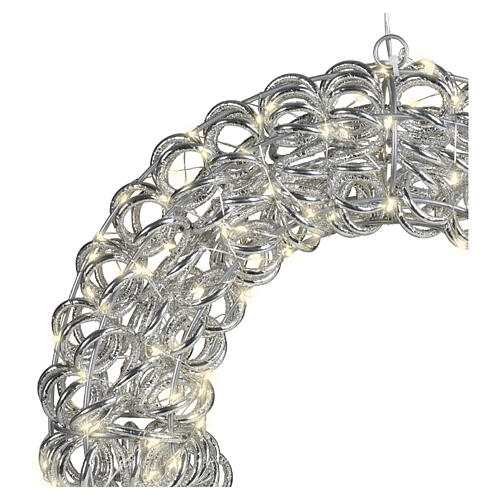 Corona decorativa intrecciata int-est in PET 300 LED bianco caldo diametro 40 cm 4