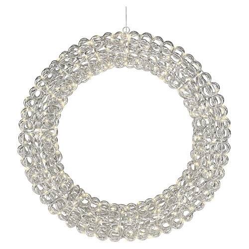 Anillo luminoso plateado int-ext de PET 400 LED blanco cálido diámetro 60 cm 1